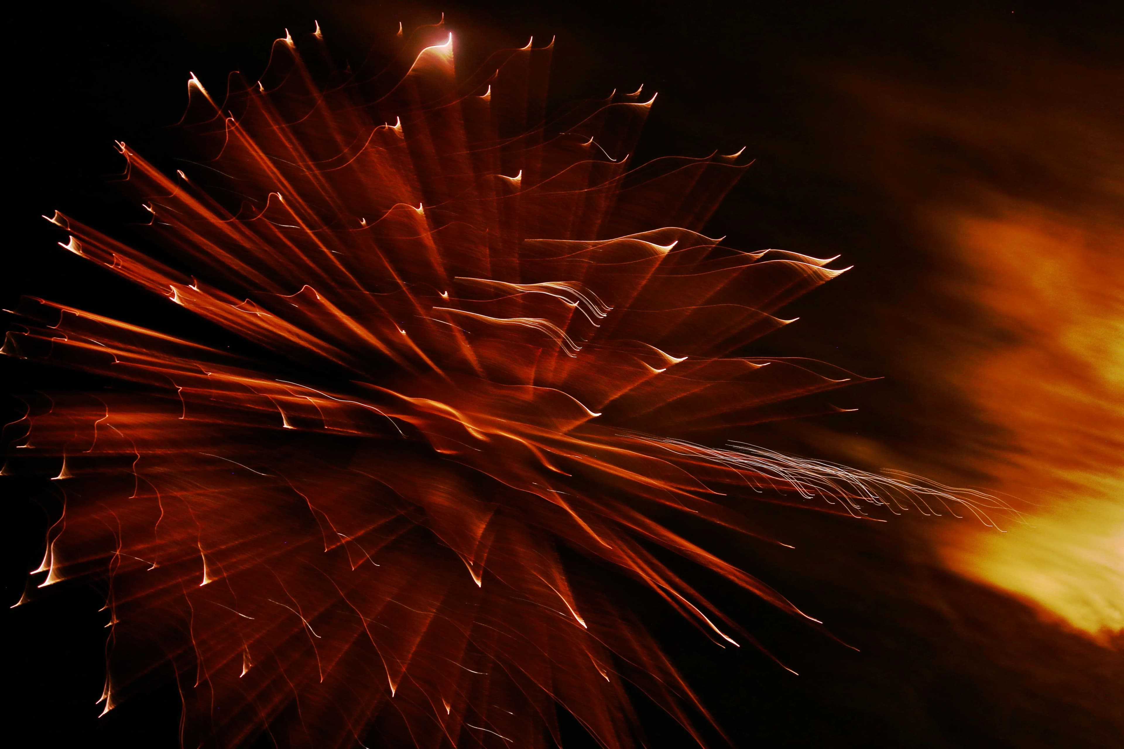 Midnight countdown burst, a fireworks display for a new year event