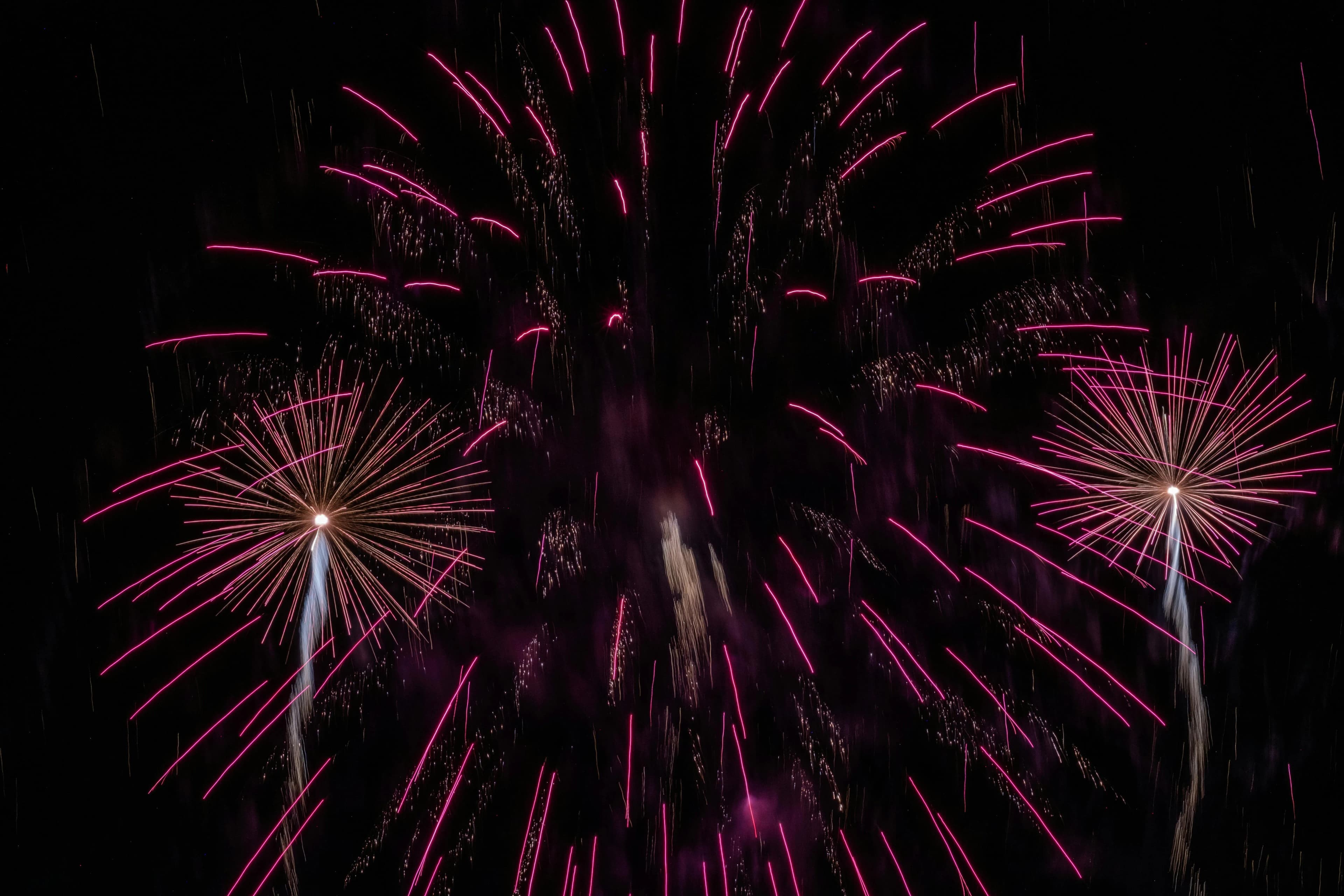 Concert stage pyro, a fireworks display for a concerts event